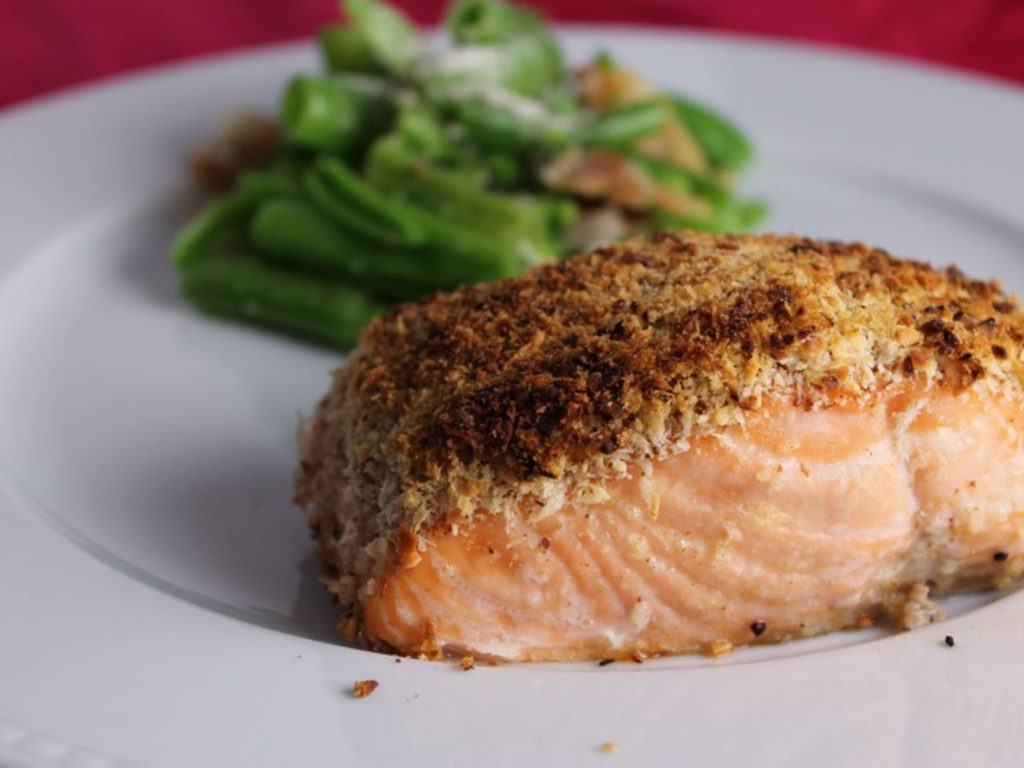 fitness recipe almond crusted salmon